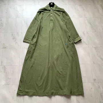 현행 새상품급 45R 카노코 폴로 원피스 맥시 길이 로고 자수 그린