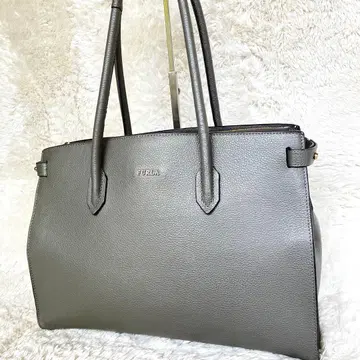 FURLA 훌라 토트백 그레이 A4 가능 숄더 대용량 천연 가죽