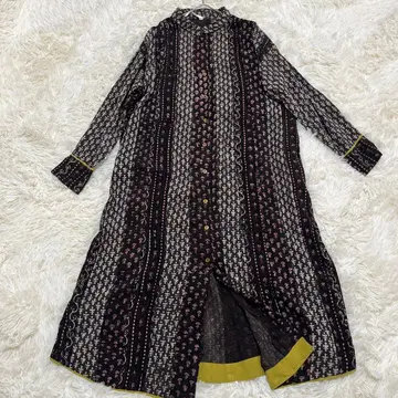 마라이카 긴팔 원피스 올 패턴 민족계 브라운