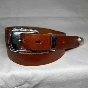 천연 가죽 웨스턴 내로우 벨트 스터드 이탈리아 가죽 프리 브라운