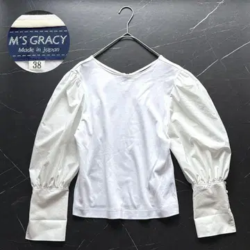 M'S GRACY 볼륨 소매 이소재 블라우스 화이트 38 일본제