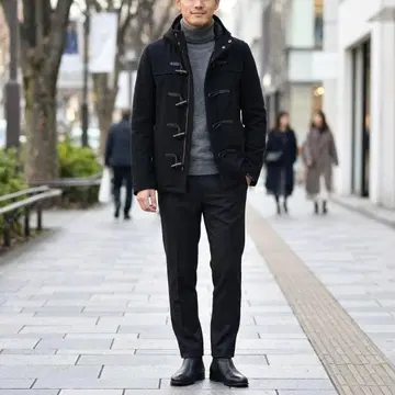 Y1700*나노 유니버스 더플 코트 블랙 울 충전솜 퀼팅 40