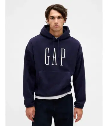 GAP 네이비 로고 후드 부착 후드티