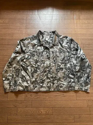 CHICO'S DESIGN 크롭 실버 자켓 올 패턴 박스 실루엣