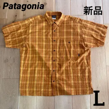 파타고니아 패커 의류 셔츠 오렌지 반팔 체크 셔츠 새상품 L