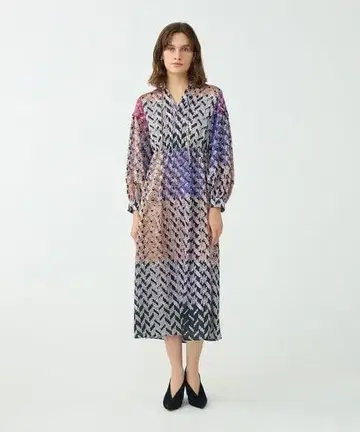 BALLSEY 프리즘 프린트 허리 개더 원피스