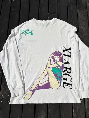 XLARGE 화이트 긴팔 엑스트라지 라지 구제 의류 갸루