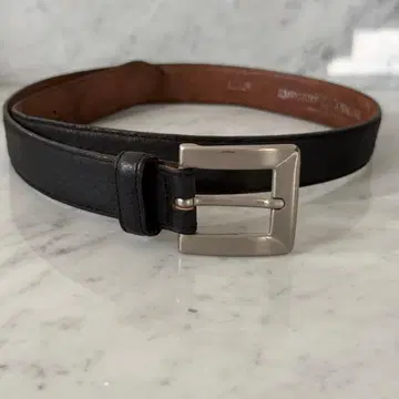 EMPORIO ARMANI 아르마니 벨트 천연 가죽 블랙 은 이탈리아제