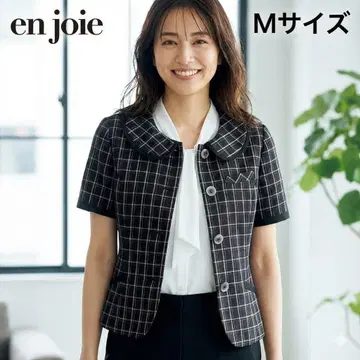 en joie 앙조아 둥근 카라 체크 오버 블라우스 9호 택 포함 새상품