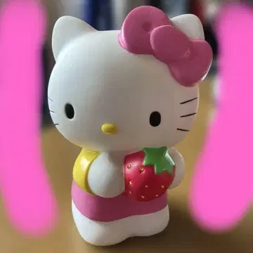 레어 헤이세이 레트로 헬로키티 이치고를 든 키티 저금통