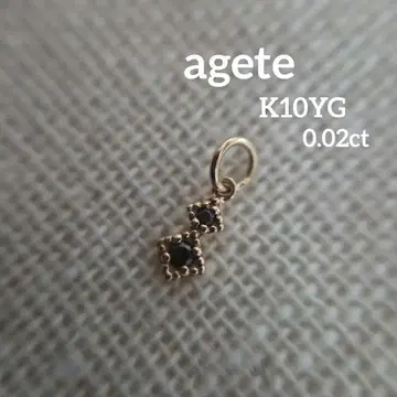 agete K10YG 블랙 다이아 펜던트 탑