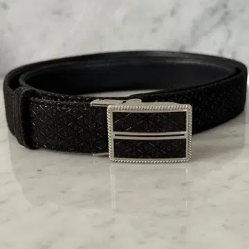 인덴야 벨트 천연 가죽 블랙 호박 은