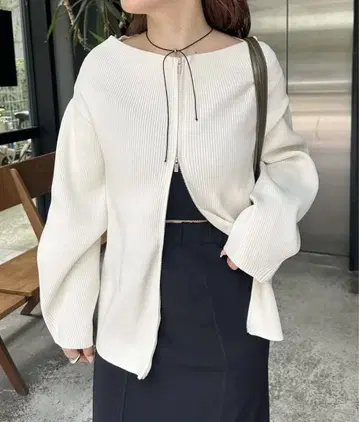 와이드 넥 ZIP 가디건