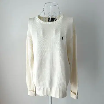 랄프 로렌 폴로 스포츠 코튼 크루넥 니트 아이보리 화이트 L