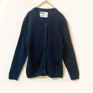 극미품 MHL. 네이비 V넥 가디건 2 린넨 혼방