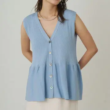 라운지 드레스 Loungedress 니트 페플럼 슬리브리스 니트