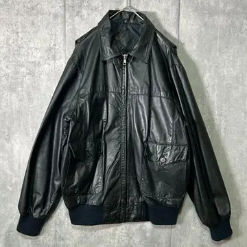 천연 가죽 레더 자켓 A-2 블랙 M 빈티지