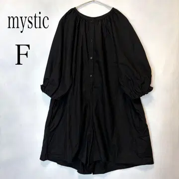 mystic 미스틱 올인원 점프수트 숏 기장 면린넨 블랙 F