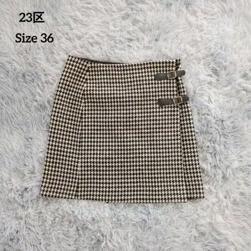 23구 하운드투스 랩스커트 36 소가죽 벨트 울 혼방