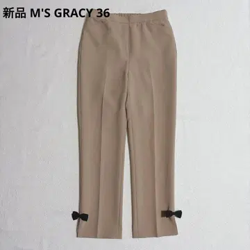 새상품 M'S GRACY 엠즈 그레이시 밑단 리본 팬츠 베이지 36