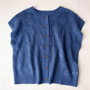 사만사 모스모스 슬리브리스 가디건 베스트 시스루 니트 내추럴 F