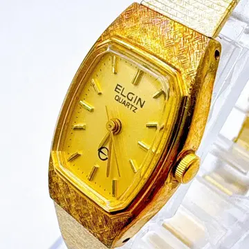 [ 작동품 ] ELGIN 엘진 손목시계 골드 스퀘어 쿼츠 레트로