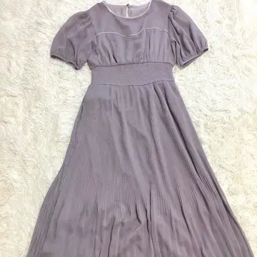 내추럴 뷰티 베이직 퍼프 슬리브 쉬폰 롱 원피스