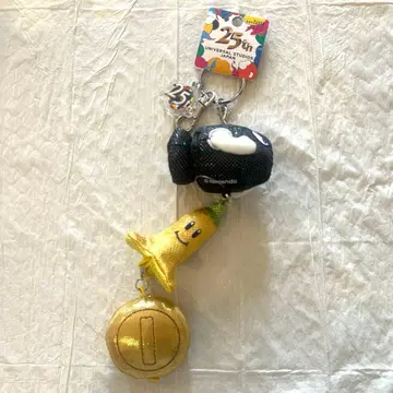 USJ 한정판 25주년 슈퍼 마리오 키라키라 키체인 바나나 닌텐도