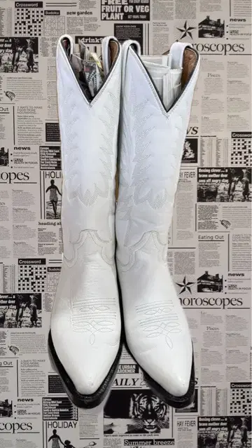 란초 웨스턴 부츠 화이트 가죽