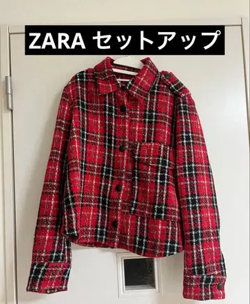 ZARA 체크 트위드 셋업 자켓 큐롯 숏 팬츠