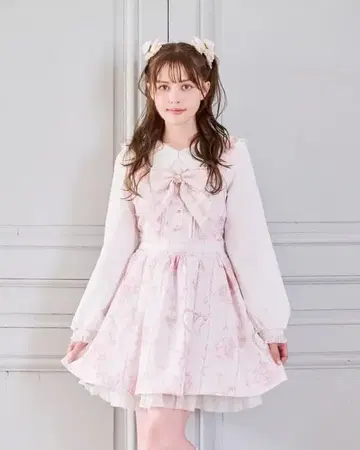 LIZLISA 주얼리 패턴 원피스 핑크 리즈리사