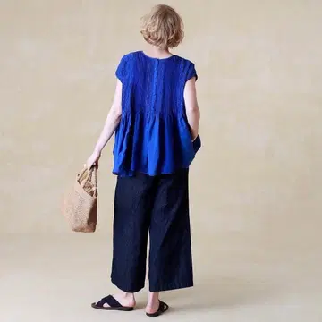 maison de soil 패치워크 상의 블루