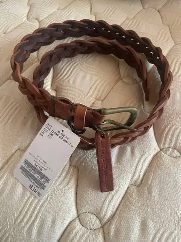 [새상품] HALCYON BELT COMPANY 브라운 뜨개질 가죽 벨트