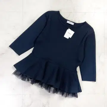 새상품 FENNEL 레이어드 튤 페플럼 니트 블랙 사이즈 9*MD150