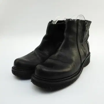 zucca AJ248 S 사이드 지퍼 가죽 숏부츠 블랙/MD61