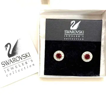 스와로브스키 SWAROVSKI 귀걸이 레드 빨간색 큐빅 골드