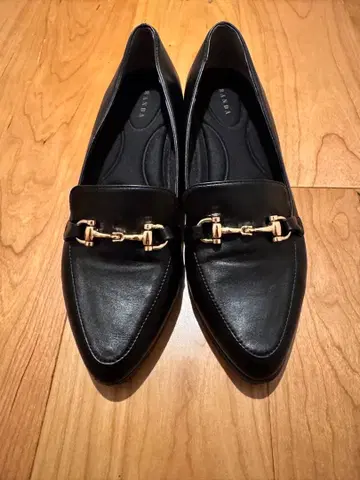 RANDA 우천 겸용 블랙 로퍼 골드 금장 장식