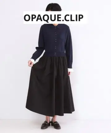 OPAQUE.CLIP 원피스 폴로 옷깃 니트 도킹 플레어 원피스