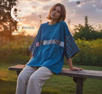 핸드메이드handmade 가슴 패치 블루스 무스탕 니트 풀오버