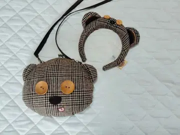 알뜰 세트 판매 USJ 미니언 팀 미니백 머리띠 체크 무늬