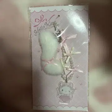 헬로키티 화이트 고양이 발레리나 퍼 스트랩