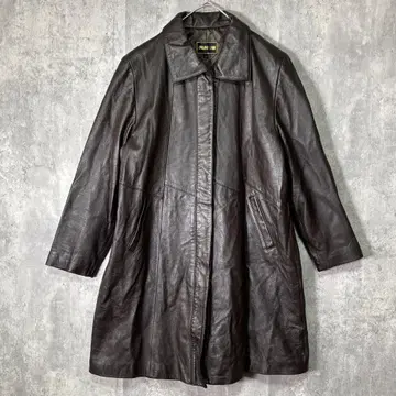 고급 잉글랜드 양가죽 레더 코트 다크 브라운