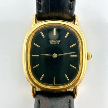 배터리 교환 완료 세이코 쿼츠 1N00-5K40 골드 블랙 다이얼 여성용