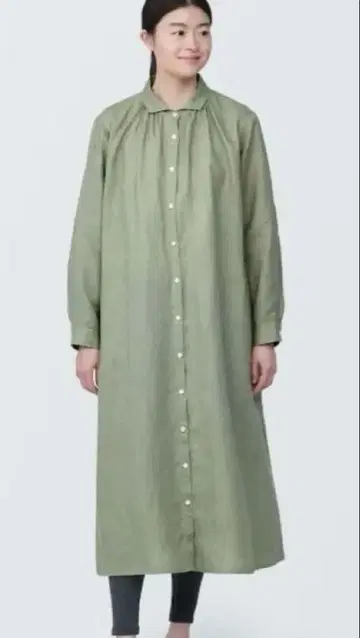 무인양품 린넨 워싱 긴팔 셔츠 원피스