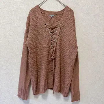 charlotte russe [ M ] 가슴 레이스업 V넥 니트