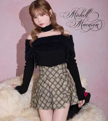 미셸 마카롱 오리지널 체크 무늬 슬림 레그 치마바지 스커트