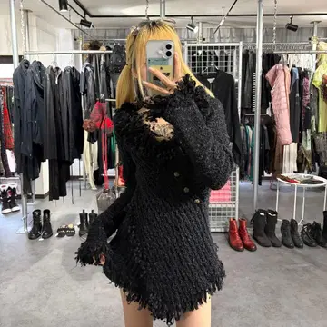 고딕 고스로리 변형 니트 프린지 비대칭 다크웨어