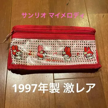 헤이세이 레트로 마이멜로디 빨간색 비닐 파우치 펜 케이스 산리오 1997