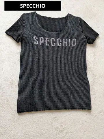 SPECCHIO 스톤 장식 반팔 T셔츠 블랙