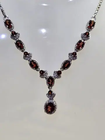 오샤레 색석 실버 925 스톤 목걸이 49cm 12g